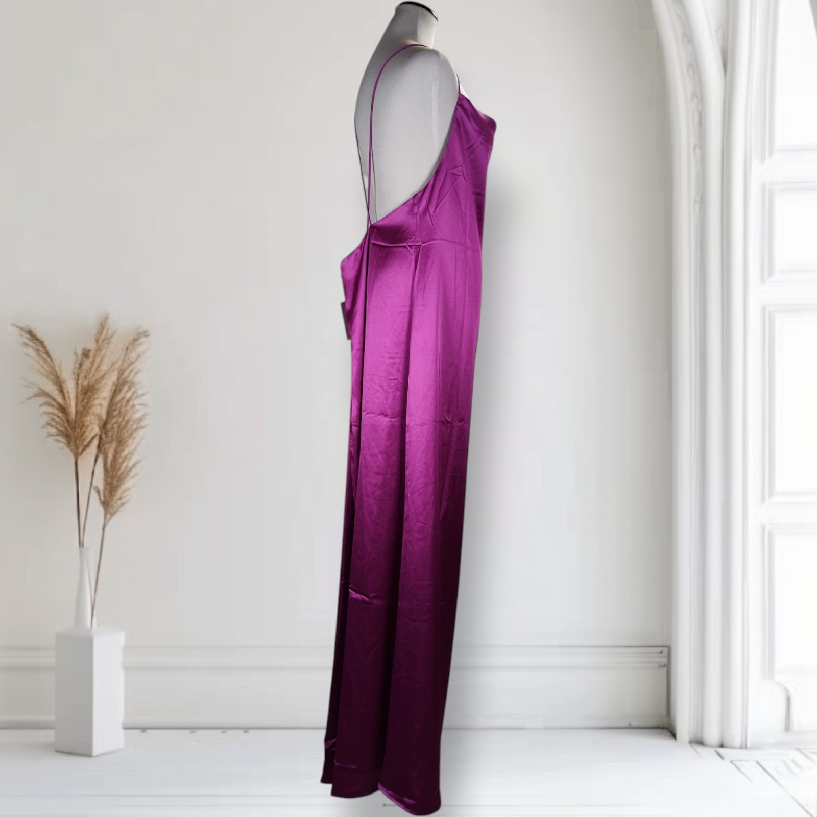 Trish Scully Satin Slip Dress Sz 14 Magenta Formal Wedding Guest Prom Nwt — image 7 of 8